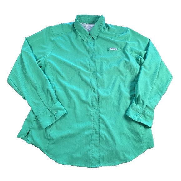 Columbia L/S Vented Shirt Womens XL Green Omni-Shade Fishing Hiking Outdoor UPF - Picture 1 of 8